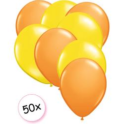 Ballonnen Oranje & Geel 50 stuks 27 cm